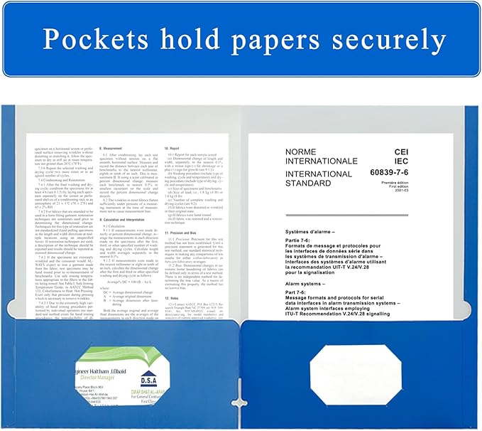 Zzrywuty File Folders with Pockets Letter Size,50-Pack Paper Folders with Card Slot,Blue Two Pocket Folders for School Students,Businessmen,Home and Office Workers