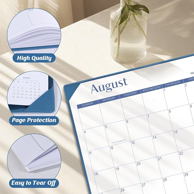 Gannyfer Desk Calendar 2026-2027 with Desktop Mat, Simplified Large 22" x 17" Desktop Pad Calendar, 18 Month Desk Calendar 2026, Use from July 2026 to Dec 2027, Office Supplies Perfect for Home School and Office - Blue