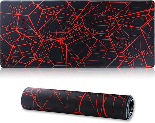 Gaming Mouse Pad,Large Mouse Pad Size 31.5x11.8 Thickness 0.12 inches,Premium-Textured Non-Slip & Waterproof Computer Mousepad with Stitched Edges for Gaming,Office & Home-80x30 Rednet003