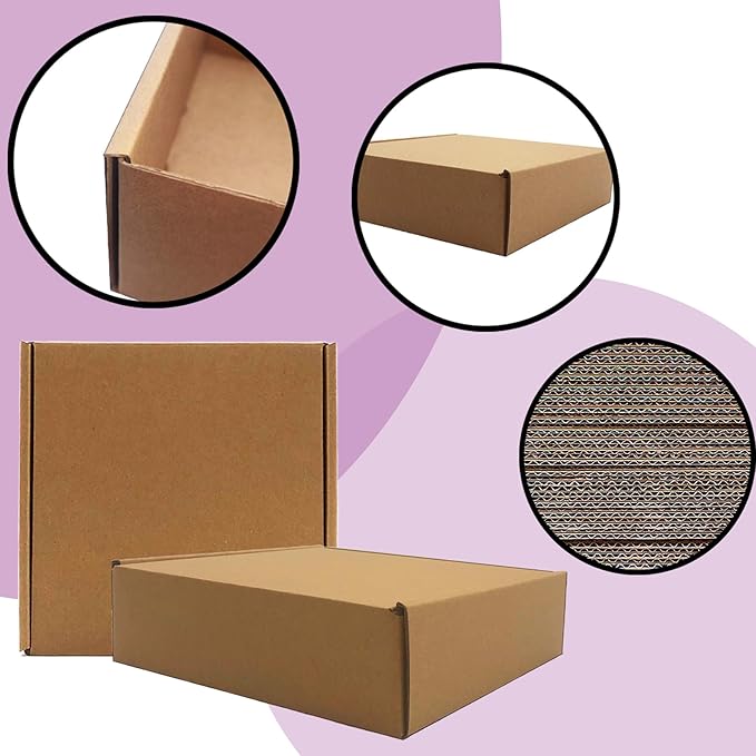 7x7x2 inches Shipping Boxes Set of 25, Brown Corrugated Mailing Cardboard Box Literature Mailer for Packing Small Business Moving and Storage,E-Commerce Packaging (7"×7“×2”)