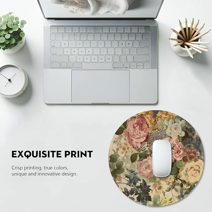 Elegant Watercolor Floral Mouse Pad - Blossom Your Desk with Nature's Art, Stitched Edges Non-Slip Rubber Base Mouse Pads for Computers Laptop