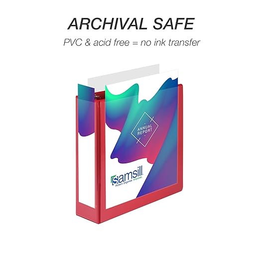 Samsill 3 Inch 3 Ring Binder, Economy Round Ring, Clear View Cover, 550 Sheet Capacity - for School, Home, Office - Ruby Red