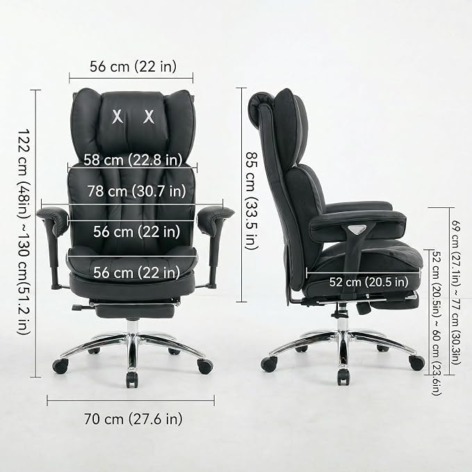 Efomao Big & Tall Desk Chair, Wide Executive Office Chair with Footrest Black