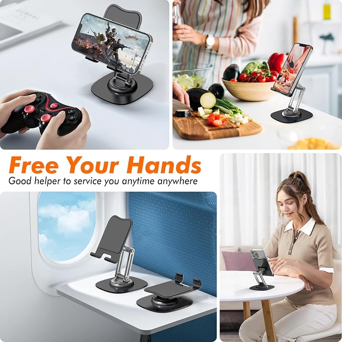 Metal Phone Stand, Adjustable Foldable Cell Phone Stand Holder for Desk