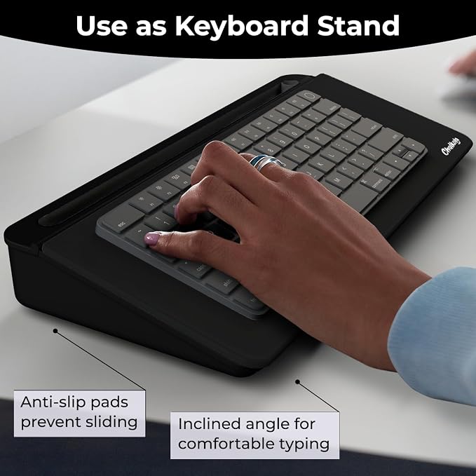 Chalkola Black Glass Desktop Whiteboard with Storage - Desk Organizer Buddy | Dry Erase Board, Work Desk Organizers, Computer Keyboard Stand, Home Office Accessories, Workspace Desktop Buddy + 3 Markers