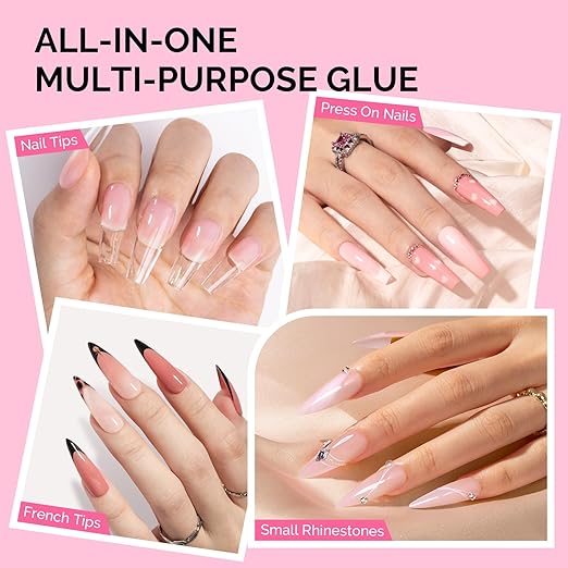 MelodySusie Super Strong Nail Glue, 6Pcs Semi Solid Nail Glue, Quick Drying No Need for UV Lamp Glue Gel Long Lasting for Fake Acrylic Press On Nails