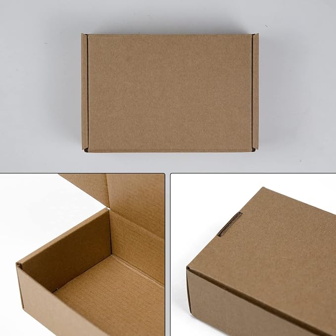 6x4x2 Inches Shipping Boxes Pack of 25, Brown Corrugated Cardboard Boxes for Small Bussiness