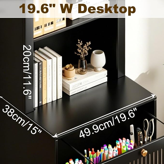 64.8"H Arched 2 Drawer File Cabinet, Farmhouse Vertical Cabinet with Lock | Vertical Filing Cabinet Fits Letter,Legal,A4 Hanging Folders,with Printer Stand Storage Bookshelf for Home Office,Living Room
