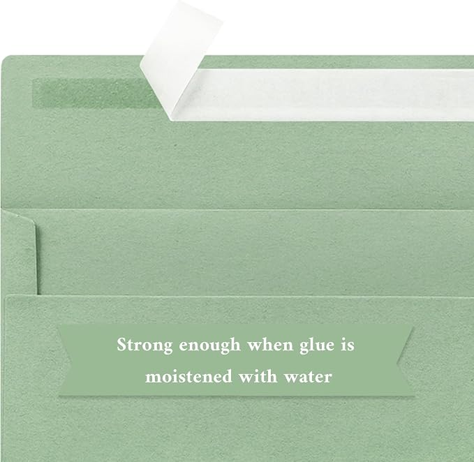 50 Pack #10 Business Envelopes, Sage Green Standard Envelopes Self Seal, Letter Size Mailing Envelopes for Checks Letters Invoices Statements Birthday Graduation Wedding, 4 1/8 x 9 1/2 Inch