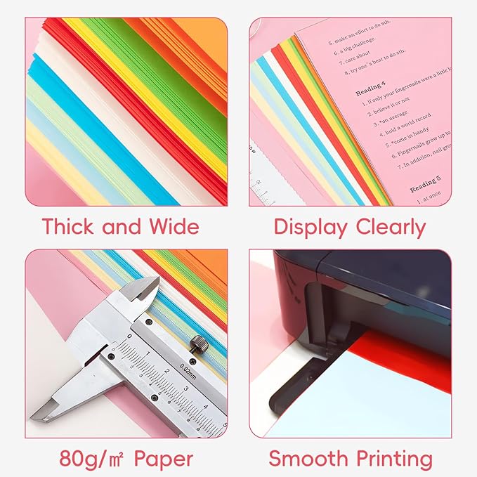 M&G 100 Sheets Colored Copy Printing Paper 10 Assorted Colors, 8.3 X 11.7 in Construction Paper for Card Making Scrapbooking School Office DIY Craft