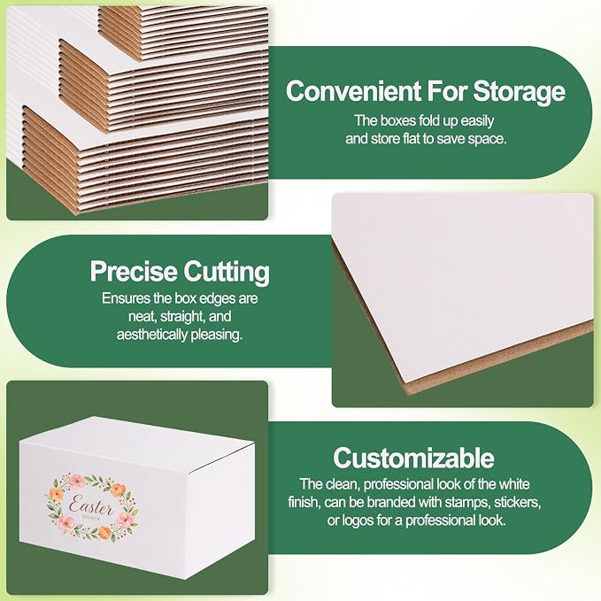 MAPVOLUT 43-Piece Assorted Sizes Small Shipping Boxes - White Corrugated Mailing Boxes for Small Business, Packaging, and Gift Shipping - Includes 4 Sizes (8x6x4, 9x6x4, 10x7x5, 11x6x6)