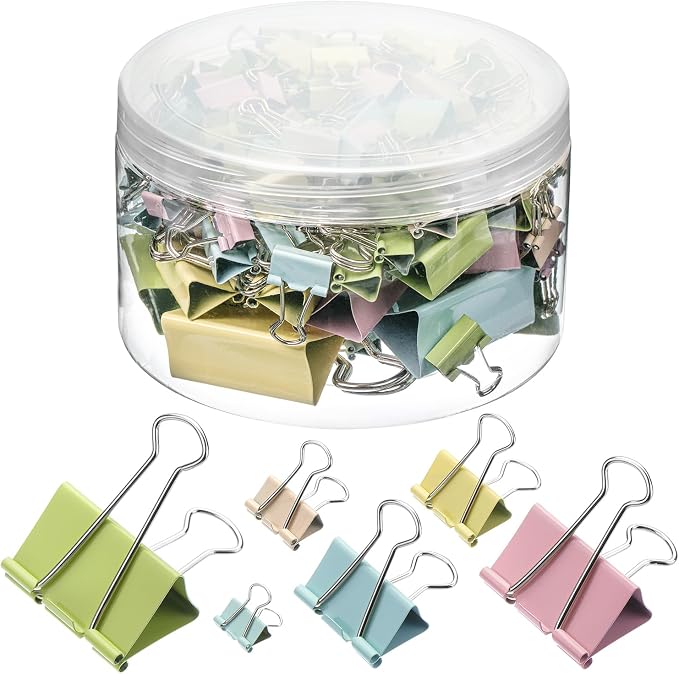 Mr. Pen- Binder Clips, 120 pcs, Assorted Sizes, Colored Binder Paper Clips | Bulk Paper Clamps for Office Supplies, Home, School, Business, Document Organizing