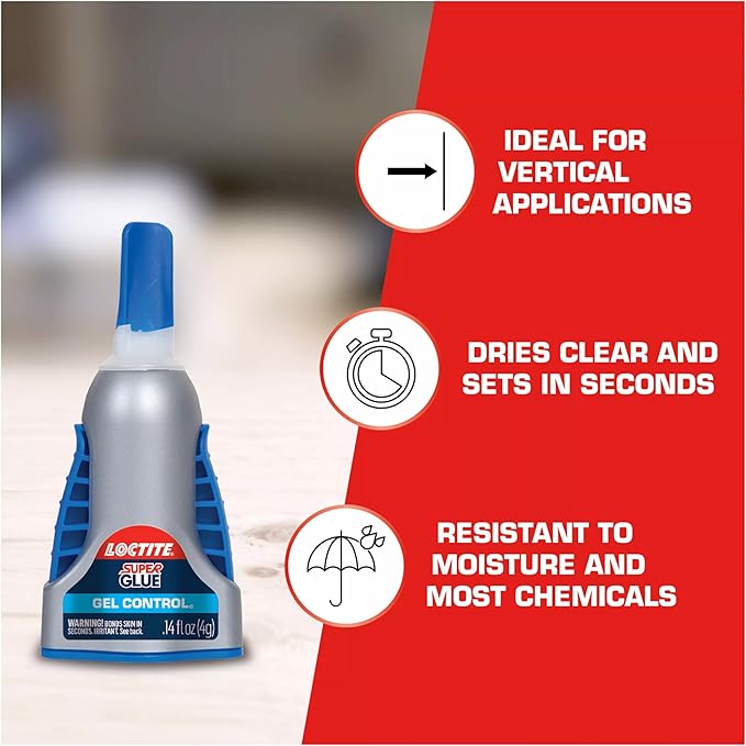 Loctite Super Glue Gel Control, Clear, 0.14 fl oz Bottle, Pack of 3