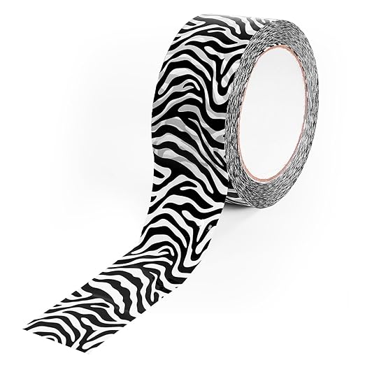 Whaline 109 Yard Zebra Packing Tape Gift Wrapping Tape Black White Zig-Zag Zebra Pattern Tapes for Small Business DIY Crafts Box Carton Decor