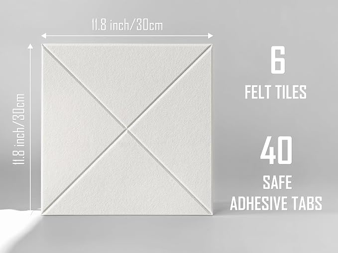 Cork Board 24 x36 Alternative - 6 Pack Felt Wall Tiles with Safe Removable Adhesive Tabs, Cork Boards for Walls for Home Office Pin Board Tack Board Bulletin Board - Warm White