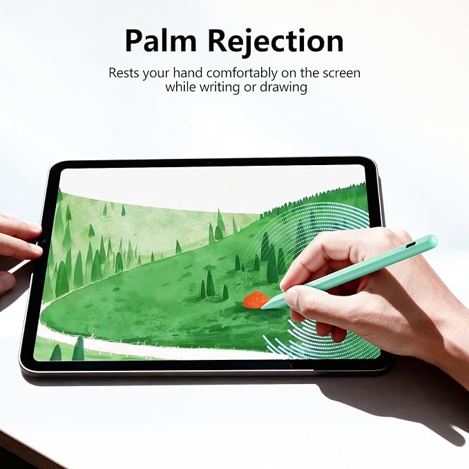 Stylus Pen for iPad 6-11th Gen 2X Fast Charge, Palm Rejection-Green | Tilt Sensitivity, USB-C Charge, Compatible with 2018-2026 Apple Pencil iPad Pro 11/12.9/13, Air 3/4/5/M2/M3/M4, mini 5/6/7
