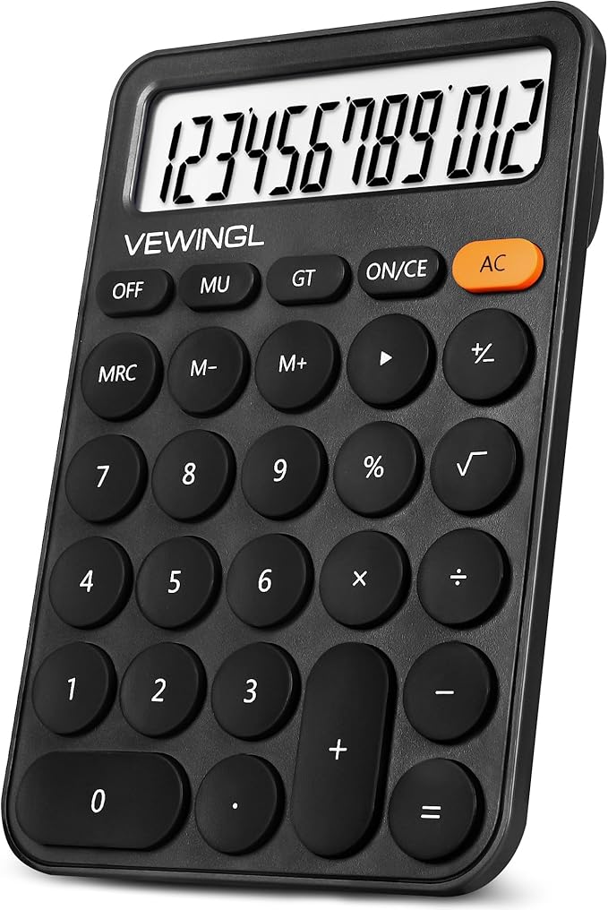 VEWINGL Standard Calculator, 12 Digit Large Display Desktop Calculator with Big Buttons for Office, School, Home & Business
