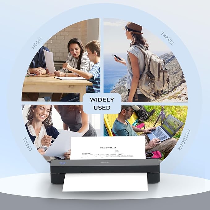 iDPRT Portable-Printer Wireless for Travel, 300DPI Inkless-Thermal-Small-Printers for Home Use, Office, Vehicles, Mobile Bluetooth Printer Supports 8.5" x 11" US Letter, for Smartphone & PC