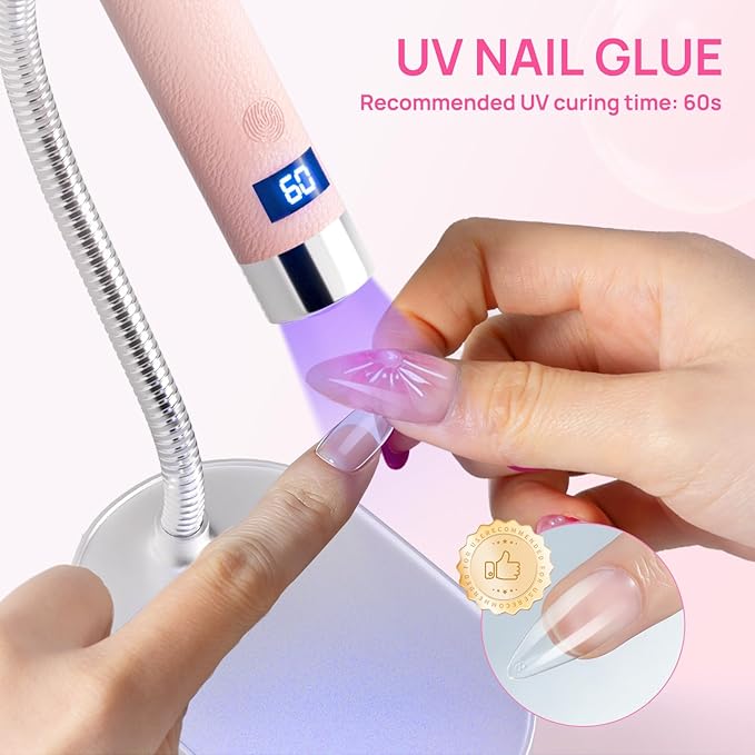 krofaue Solid Nail Glue Gel, Press on Nail Glue 2Pcs 20g UV LED Lamp Curing Strong Adhesion for Acrylic Nail Tips Rhinestones 3D Nail Gel Nail Extension, Art DIY Home Professional Salon Beginners