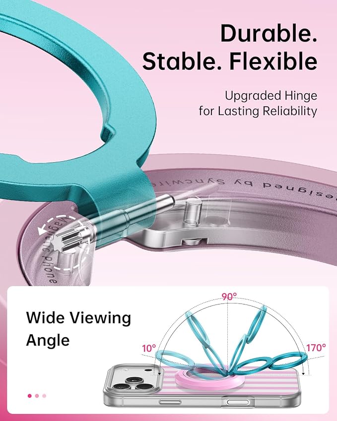 SYNCWIRE Magnetic Phone Ring Holder, for MagSafe Phone Grip Stand Kickstand | 360° Rotation, Double-Sided Magnet, Cell Phone Grip Finger Holder, for iPhone 17 16 15 14 13 12 Pro Max, MagSafe Accessories