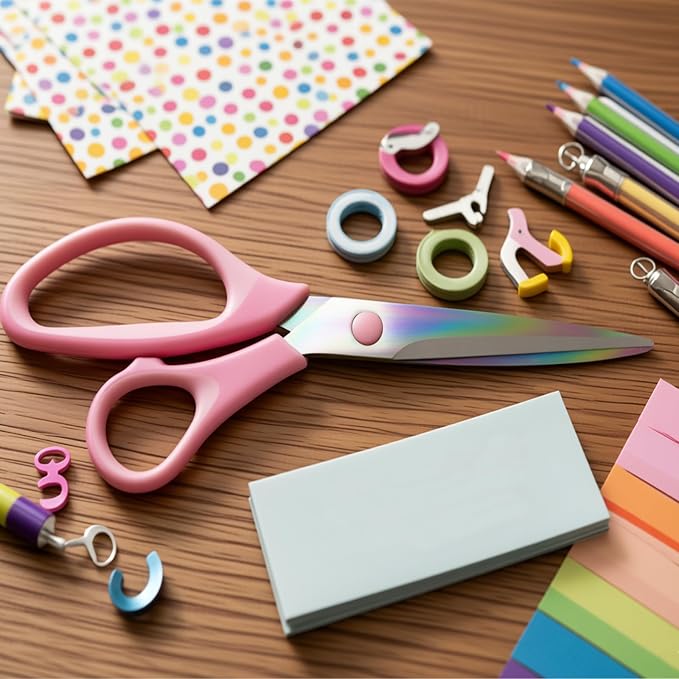 Pink Scissors for Office School Home Craft Sewing Fabric, 8 Inch (2 Pack) | All Purpose, Stainless Steel, Pink
