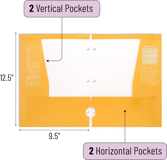 Mr. Pen- 4-Pocket Folders, 8 Pack, 12.5" x 9.5", Colorful, Tear-Resistant | Paper Folders with Pockets 3 Holes Punched, High Capacity, Includes Rulers and Conversion Charts for Binder Organization