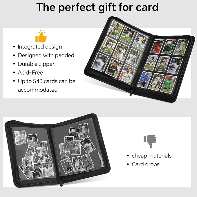 Trading Card Binder, Premium 9-Pocket Double Sided 540 Pocket PU Card Collection Binder, Collectible Trading Card Albums for MTG, TCG, Sports Cards (Pink)