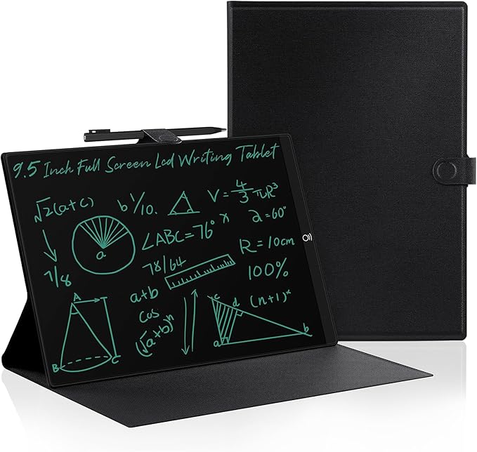 LCD Writing Tablet for Adults: 9.5 inch with Leather Case Reusable Erasable Notepad