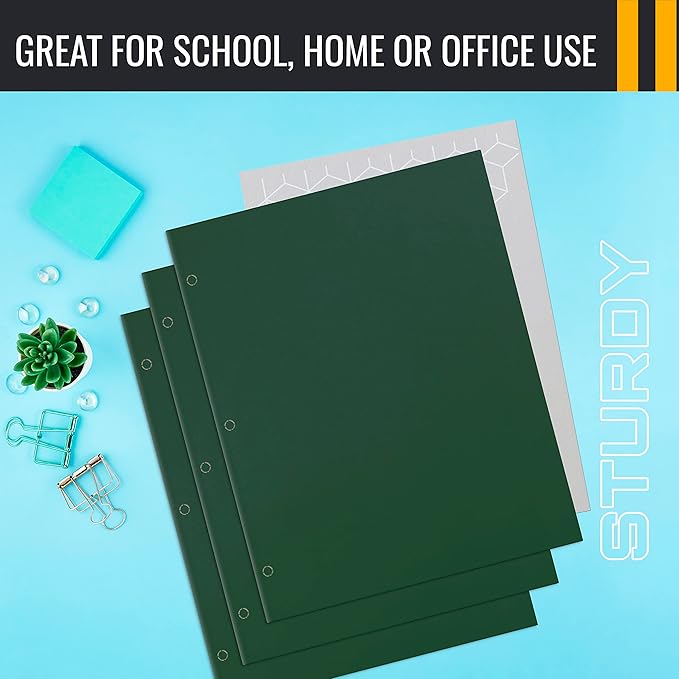 Better Office Products Two Pocket Portfolio Folders, 50-Pack, Dark Green, Letter Size Paper Folders, 50 Pieces, Hunter Green