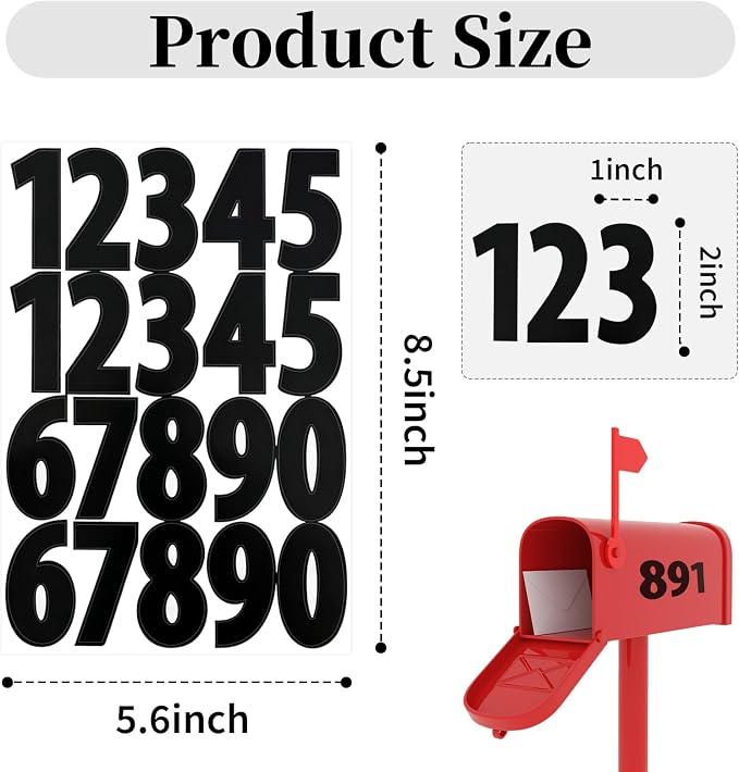 1000 Pcs Number Stickers, 2 Inch Number Labels 0-9, 100 of Each Digit | Self-adhesive black stick on numbers for storage, organization, home and office use