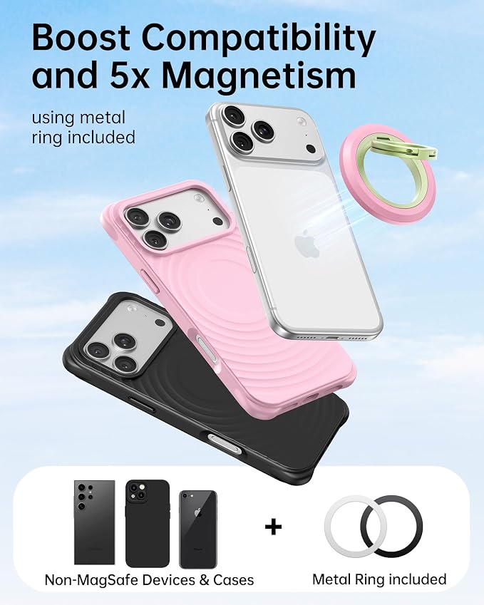 SYNCWIRE Magnetic Phone Ring Holder, for MagSafe Phone Grip Stand Kickstand | 360° Rotation, Double-Sided Magnet, Cell Phone Grip Finger Holder, for iPhone 17 16 15 14 13 12 Pro Max, MagSafe Accessories