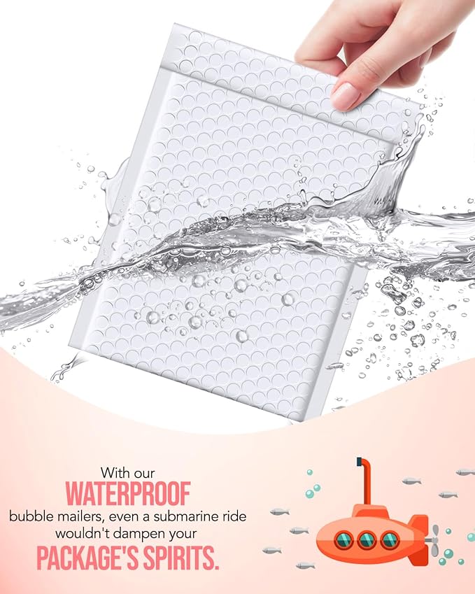 GSSUSA Bubble Mailers 6x10 100 Pack White Padded Envelopes Small Packaging Mailing Envelope Bags Bubble Mailer Shipping Bag Bulk Pack Self Seal Package Mail Packing Business Supplies