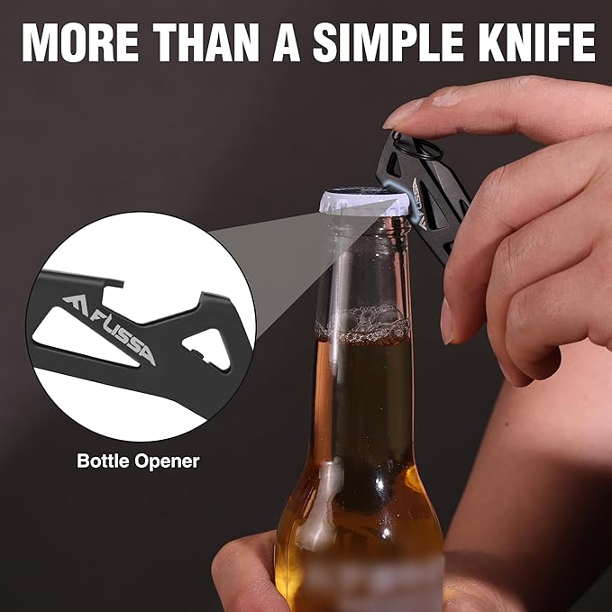 FLISSA Mini Pocket Knife, Small Folding Knife Little Box Cutter with 1.81-Inch Sharp Blade, Bottle Opener, Cool EDC Tool for Women Men