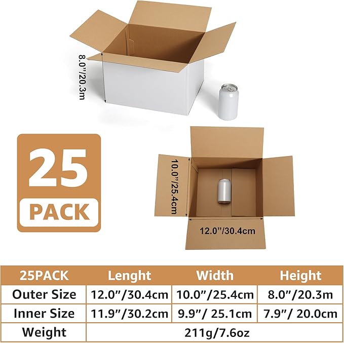 EXYGLO 15 Pack 12x10x8 Shipping Boxes for Small Business, White Corrugated Cardboard Small Box for Packaging, Moving, Mailing, and Storing