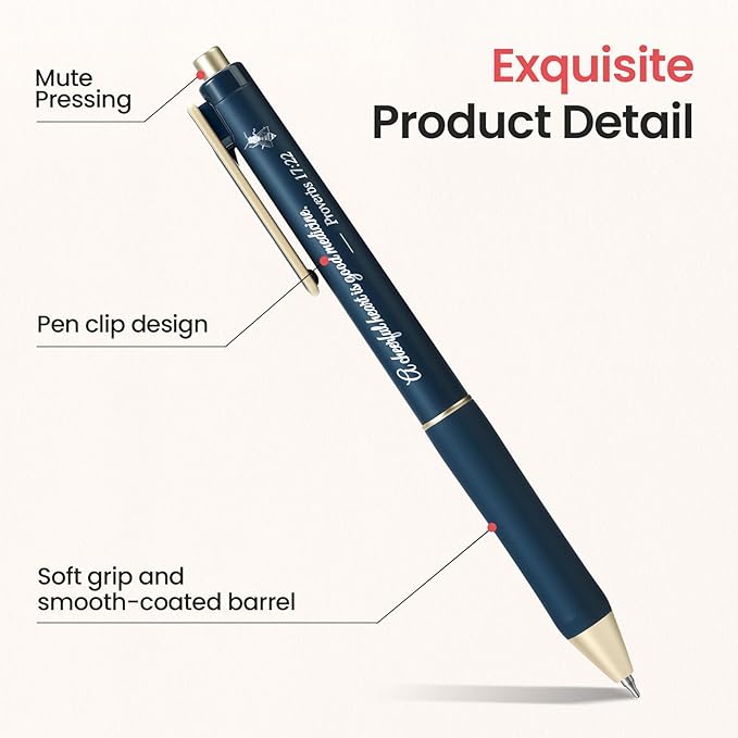 Taja Gel Pens, 6 Pcs Quick Dry Black Gel Ink Pens, 0.5mm Fine Point Smooth Writing Pens for Journaling and Note Taking, Cute Aesthetic Pens for Women & Men-Bible