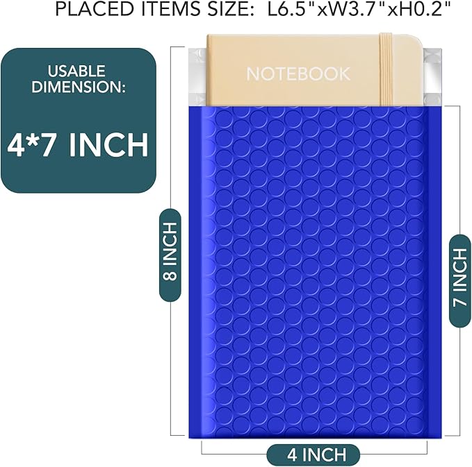 Metronic Bubble Mailers 4x8 Inch 50 Pack Royal Blue Waterproof Padded Envelopes Usable Size 4x7 Self Seal Adhesive Bubble Envelopes Padded Mailers for Small Business Shipping Envelopes for Jewelry