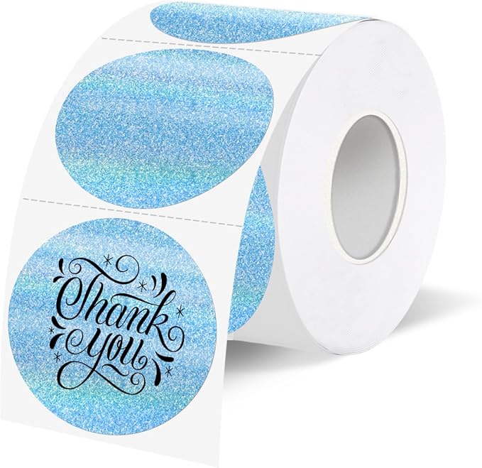 1.5 Inch Thermal Labels,Holographic Circle Direct Thermal Stickers,for Address Design DIY Logo Business(300 pcs/Blue dots)