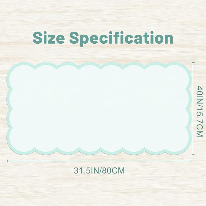 Scalloped Desk Mat, 31.5"x15.7" Large Mouse Pad for Desk Pad，Green | Desk Matt for Desktop，Mouse Pads for Desk，Computer Mat，Non-Slip Rubber Desktop Cover, Durable Table Protector