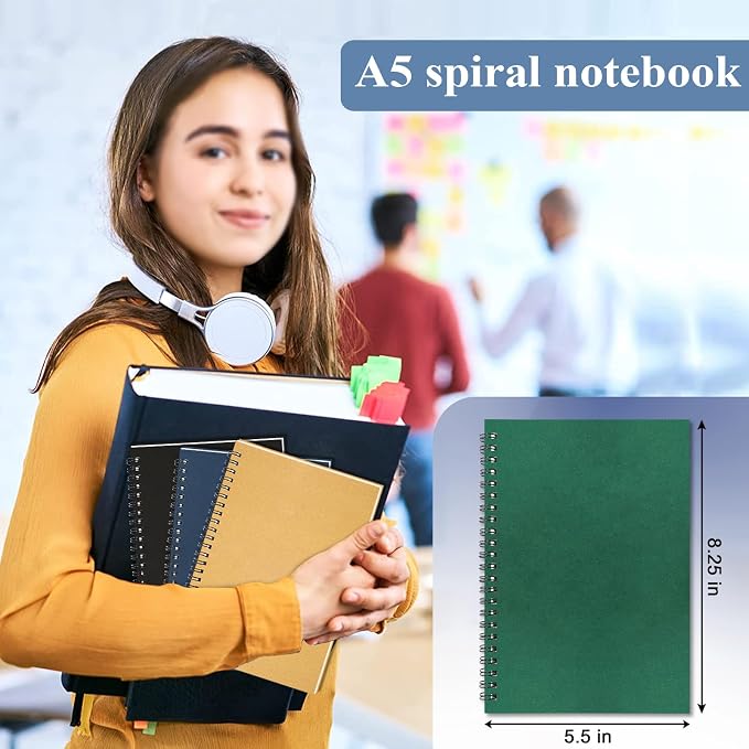 8Pack Small Spiral Notebook A5, 5.5x8.3” Notebook for Work 120Page Notepads | Colored Multipack College Ruled Notebooks A5 Kraft Spiral Bound Small Notebook Journal Lined Note Pads for Writing Journaling