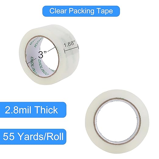 12 Rolls 55 Yards Roll, Total 660 Yards Clear Packing Tape, Heavy Duty Shipping Tape for Packaging Moving Sealing, 2.8 mil Thick, 1.88 inches Wide