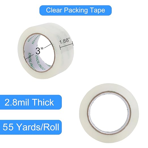 4 Rolls 55 Yards Roll, Total 220 Yards Clear Packing Tape, Heavy Duty Shipping Tape for Packaging Moving Sealing, 2.8 mil Thick, 1.88 inches Wide