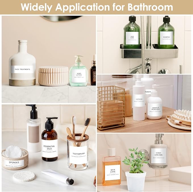 372 PCS Preprinted Minimalist Home Laundry Bathroom Labels for Organizing | Household Labels with DIY Blank Labels, Waterproof Oil Resistant Stickers for Bathroom Laundry Home Organization Supplies