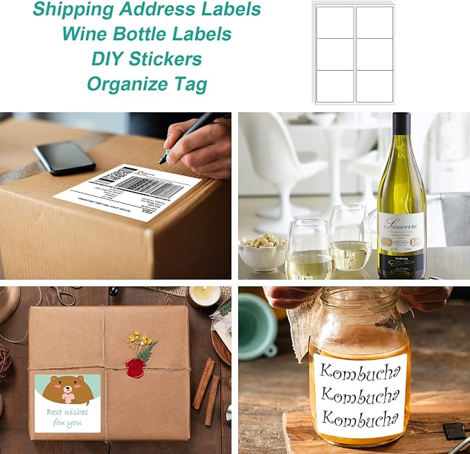 MFLABEL 3¾ "" x 4 "" Shipping Address Labels - FBA Ready, 6-Up Sticker, White, Easy to Peel, Laser/Ink Jet, 6 Per Page (21000 Labels, 3500 Sheets)
