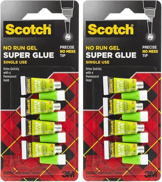 Scotch Super Glue Gel, 8-Pack of Single-Use Tubes, .017 oz Each, Fast Drying, No Run Gel Formula (AD119) (Pack of 2)
