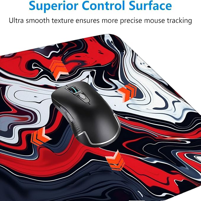Red Marble Fluid Gaming Mouse Pad Desk Pad Abstract Black White Mousepad XL Large Gaming Mouse Pad Laptop Keyboard Mat Desk Pad Office Home Decor for Women Girl 35.4"x15.7"