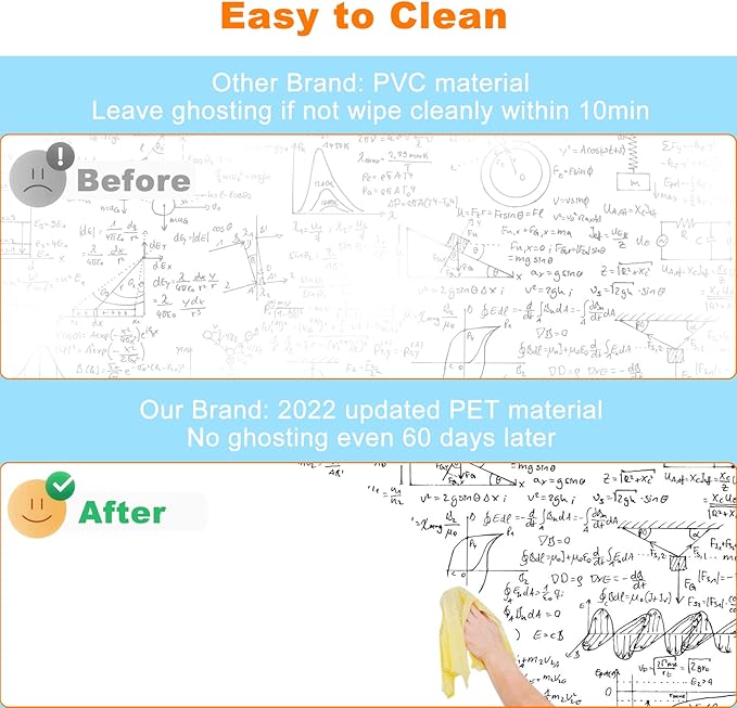 Nortix White Board Wallpaper, Modern Style Whiteboard Contact Paper, Super Sticky Whiteboard Sticker Wall Decal on Wall, Table, Doors, No Ghosting, 1 Piece (3 x 4 ft)