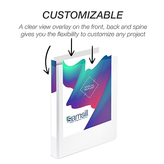 Samsill Durable 1 inch 3 Ring Binder, D Ring Binder, 100% Recycled Chipboard, White, 24 Pack, Bulk