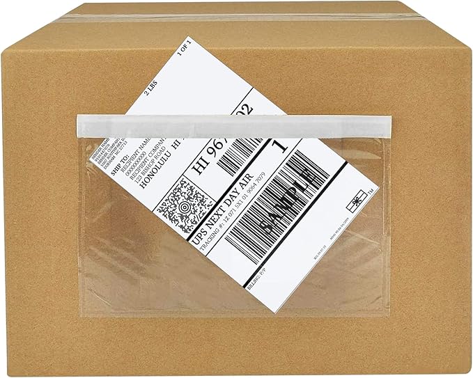 Shipping Label Sleeves 500Pcs, 7.5x5.5 Inches - Packing Slip Envelope Pouches with Self-Adhesive Peel & Seal - Clear Plastic & Waterproof Envelopes Ideal for Invoices & Packaging.