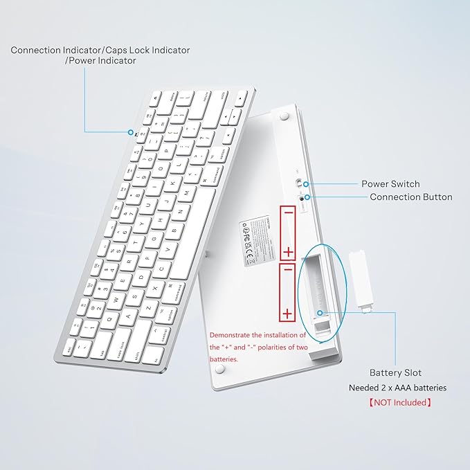 OMOTON Bluetooth Keyboard Compatible with Mac ONLY, Compact Wireless Keyboard Compatible with MacBook Pro/Air, iMac, Mac mini/Pro, Silver