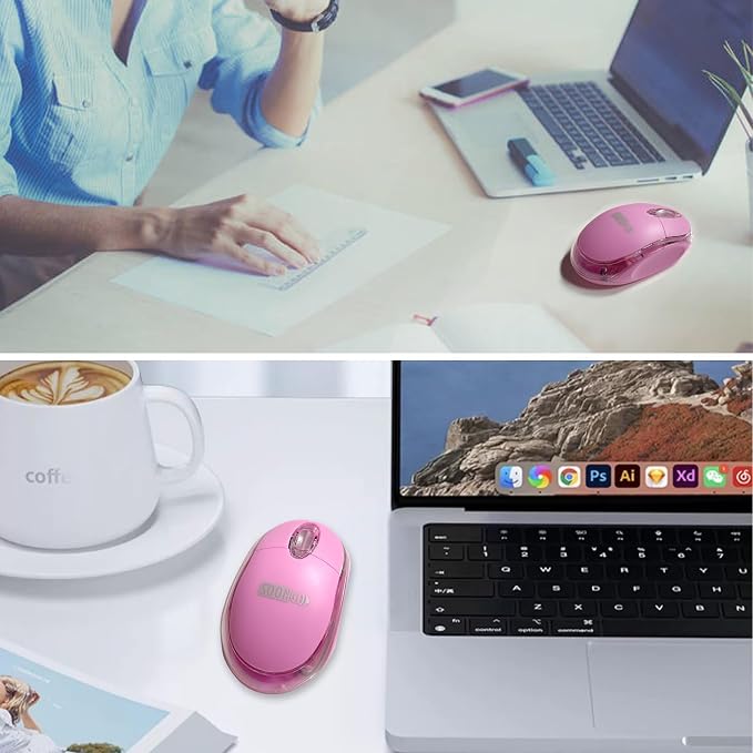 SOON GO Pink Wireless Mouse,mini Portable Mobile Optical Cordless Mouse fit for Mac,Chromebook Laptop, Desktop Kids and Teen Girl Birthday